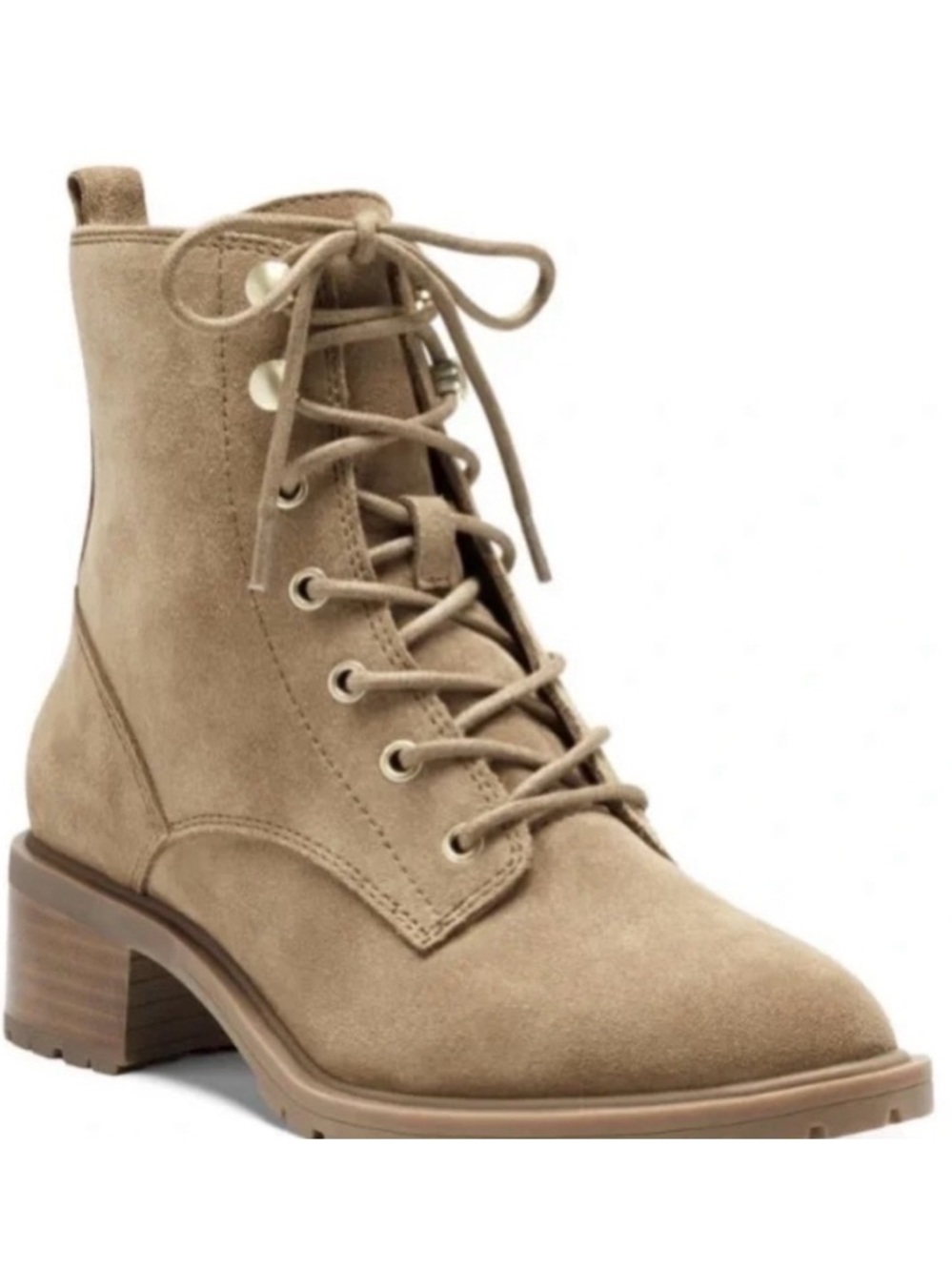 Women's Taupe Suede Lace-Up Ankle Boot